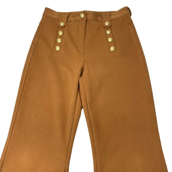 IRIS SETLAWKE Corduroy Crop Flared Sailor Pant Sz 4 Cognac - Picture 4 of 7